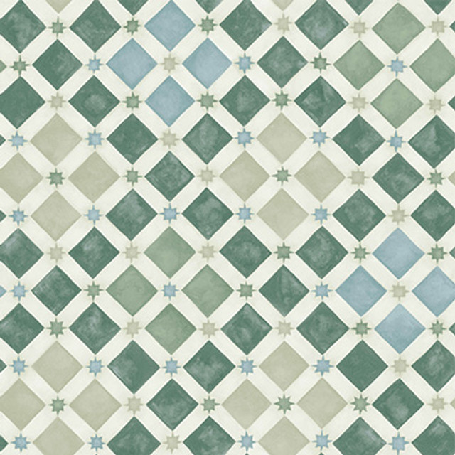 Zellige Olive & Print Room Blue by Cole & Son Designer Wallcovering