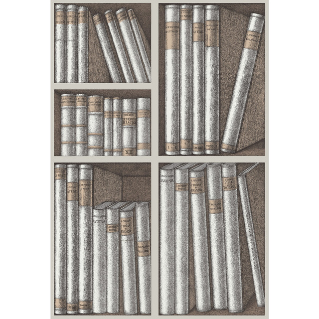 Ex Libris Stone/Linen by Cole & Son Designer Wallcovering COLE & SON FORNASETTI SENZA TEMPO PAPER - 100% United Kingdom - Horizontal: 20.5 and Vertical: 29.9 20.5 - Swanky Fabrics -