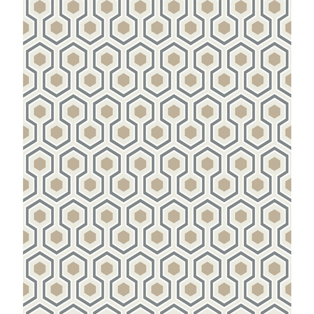 Hicks Hexagon Gilver/Wt/Bk by Cole & Son Designer Wallcovering CONTEMPORARY RESTYLED PAPER - 100% United Kingdom - Horizontal: 20.5 and Vertical: 4 20.5 - Swanky Fabrics -