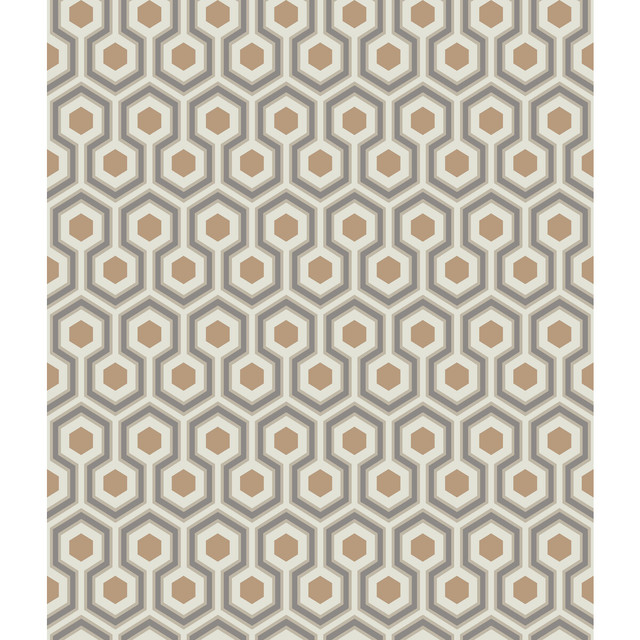 Hicks Hexagon Gold/Taupe by Cole & Son Designer Wallcovering CONTEMPORARY RESTYLED PAPER - 100% United Kingdom - Horizontal: 20.5 and Vertical: 4 20.5 - Swanky Fabrics -