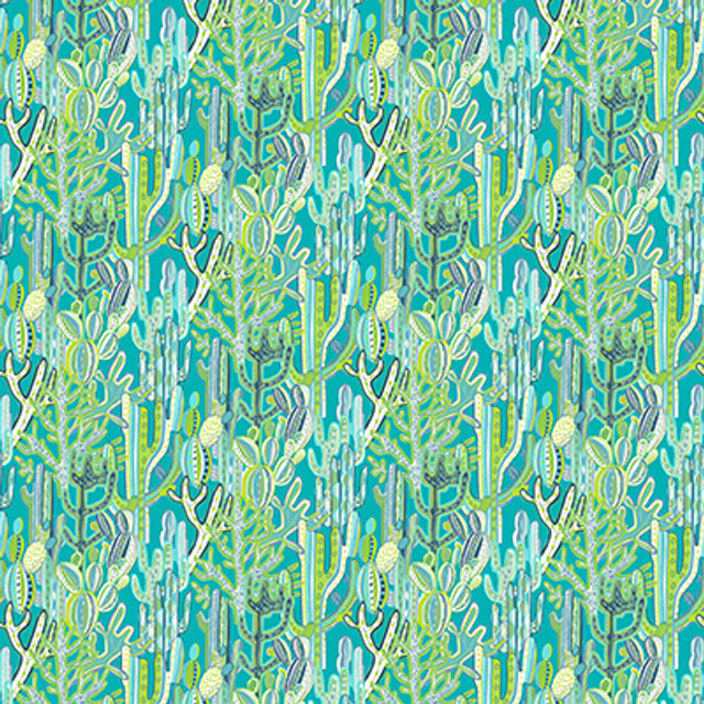 Cactus Azul/Verde by Gaston Y Daniela Designer Fabric