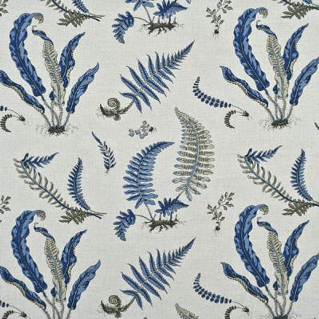 Ferns Indigo/Linen by G P & J Baker Designer Fabric