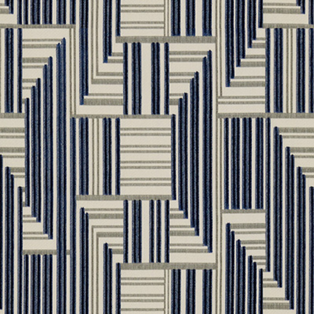Cuboid Velvet Navy/Grey by Lee Jofa Modern Designer Fabric