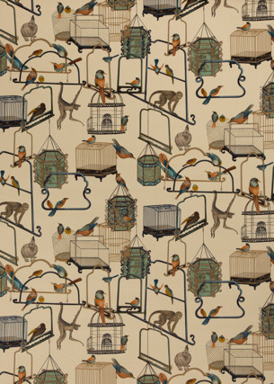 Menagerie Velvet Parchment by G P & J Baker Designer Fabric