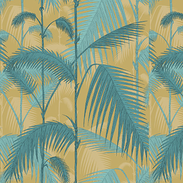 Palm Jungle Orchre & Petrol by Cole & Son Designer Fabric
