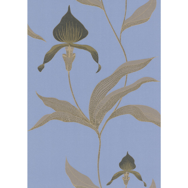 Orchid Blue/Bl by Cole & Son Designer Wallcovering COLE & SON NEW CONTEMPORARY PAPER - 100% United Kingdom - Horizontal: 0 and Vertical: 28.5 20.5 - Swanky Fabrics -