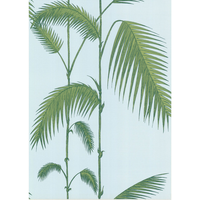 Palm Leaves Pale Bl by Cole & Son Designer Wallcovering COLE & SON NEW CONTEMPORARY PAPER - 100% United Kingdom - Horizontal: 20.5 and Vertical: 28.3 20.5 - Swanky Fabrics -