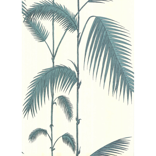 Palm Leaves White/G by Cole & Son Designer Wallcovering COLE & SON NEW CONTEMPORARY PAPER - 100% United Kingdom - Horizontal: 20.5 and Vertical: 28.3 20.5 - Swanky Fabrics -
