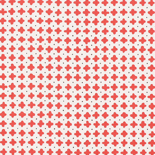 Polka Red 178241 by Schumacher Designer Fabric Vera-Neumann 93% Cotton, 7% Linen - Horizontal: 13.5 and Vertical: 4.875 54.5 - Swanky Fabrics -