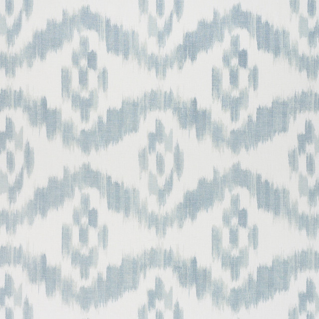 Madaket Ikat Sky 177821 by Schumacher Designer Fabric Chambray 60% Cotton, 40% Linen - Horizontal: 17.25 and Vertical: 18 52.75 - Swanky Fabrics -