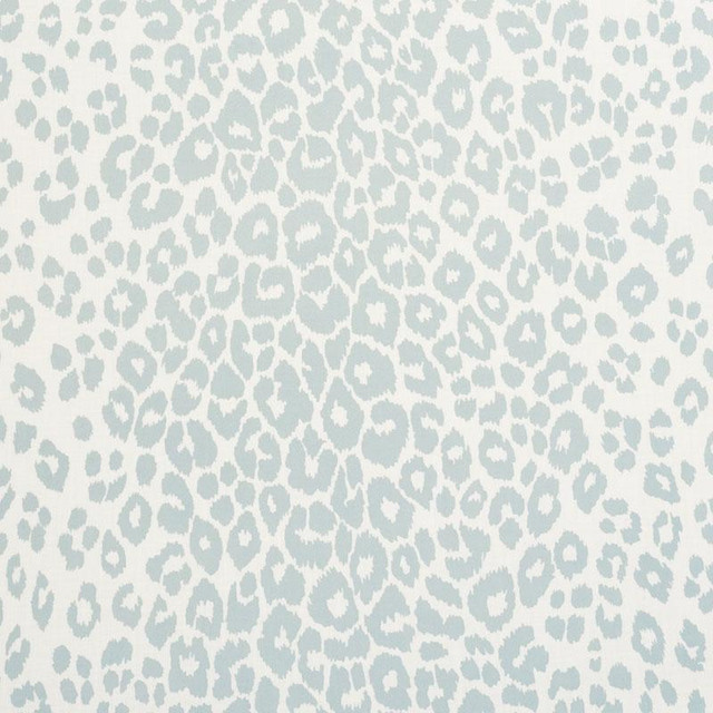 Iconic Leopard Indoor/Outdoor Sky 177320 by Schumacher Designer Fabric Indoor/Outdoor: Prints & Wovens 27.25" - Swanky Fabrics -