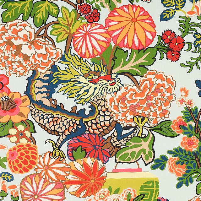 Chiang Mai Indoor/Outdoor Aquamarine 177310 by Schumacher Designer Fabric Indoor/Outdoor: Prints & Wovens 26.5" - Swanky Fabrics -