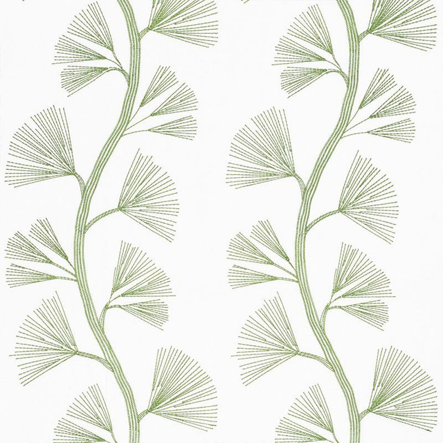 Ginkgo Embroidery Leaf 73080 by Schumacher Designer Fabric Orient Express 18.0" - Swanky Fabrics -