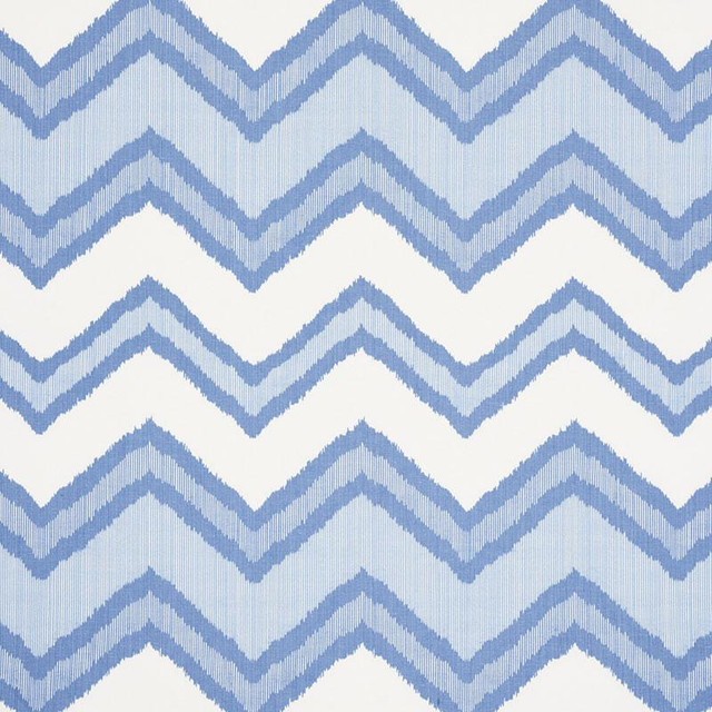 Chevron Ikat Blue 72630 by Schumacher Designer Fabric Ikat Collection 13.5" - Swanky Fabrics -
