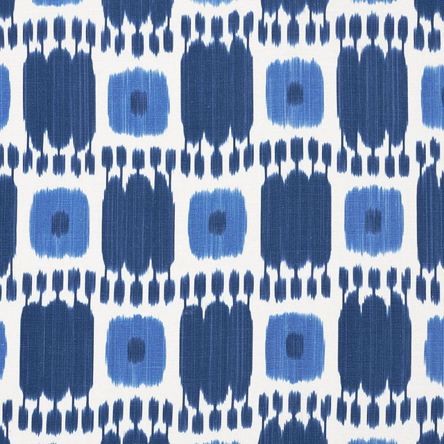 Kandira Blues 174403 by Schumacher Designer Fabric Ikat Collection 9.0" - Swanky Fabrics -