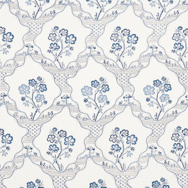 Marella Delft 176850 by Schumacher Designer Fabric Country Chic 10.75" - Swanky Fabrics - Marella Delft 176850 by Schumacher Designer Fabric Country Chic 10.75" - Swanky Fabrics -