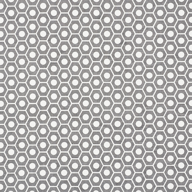 Queen B Grey 177077 by Schumacher Designer Fabric Prints-By-Studio-Bon 100% Cotton - Horizontal: 1.25 and Vertical: 3/4- 54 - Swanky Fabrics -