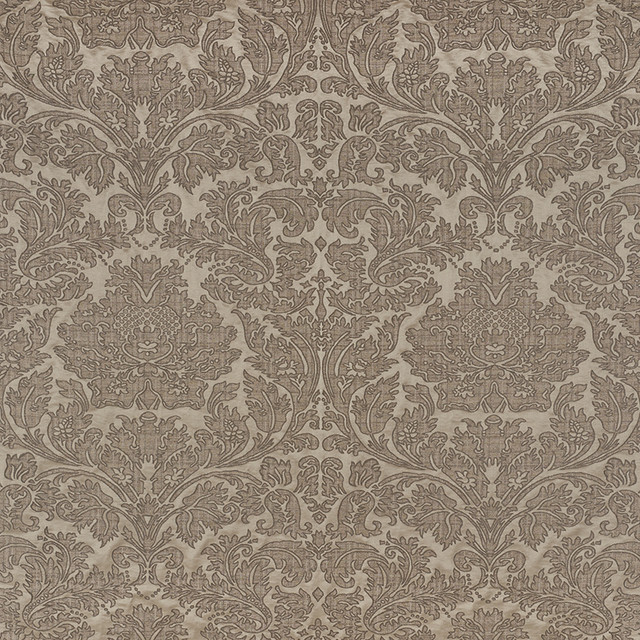 Belice Damasco Pewter 71481 by Schumacher Designer Fabric Damasco 60% Linen, 24% Wool, 16% Silk - Horizontal: 27.25 and Vertical: 28 54.75 - Swanky Fabrics -