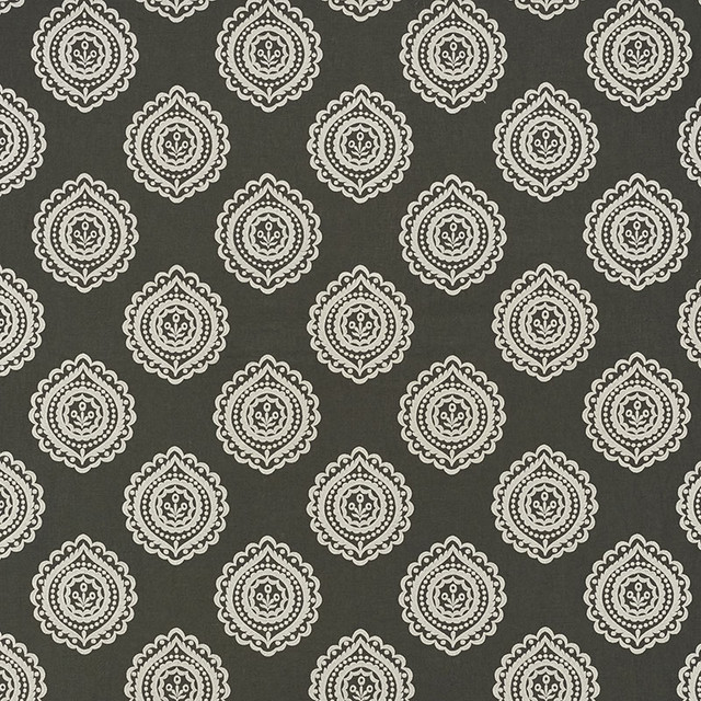 Olana Linen Embroidery Graphite 70205 by Schumacher Designer Fabric Contemporary-Embroideries 60% Linen, 34% Viscose, 6% Spun - Horizontal: 12.625 and Vertical: 12.5 50.125 - Swanky Fabrics -