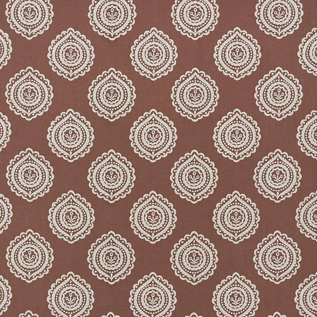 Olana Linen Embroidery Cafe Mocha 70203 by Schumacher Designer Fabric Contemporary-Embroideries 60% Linen, 34% Viscose, 6% Spun - Horizontal: 12.625 and Vertical: 12.5 50.125 - Swanky Fabrics -