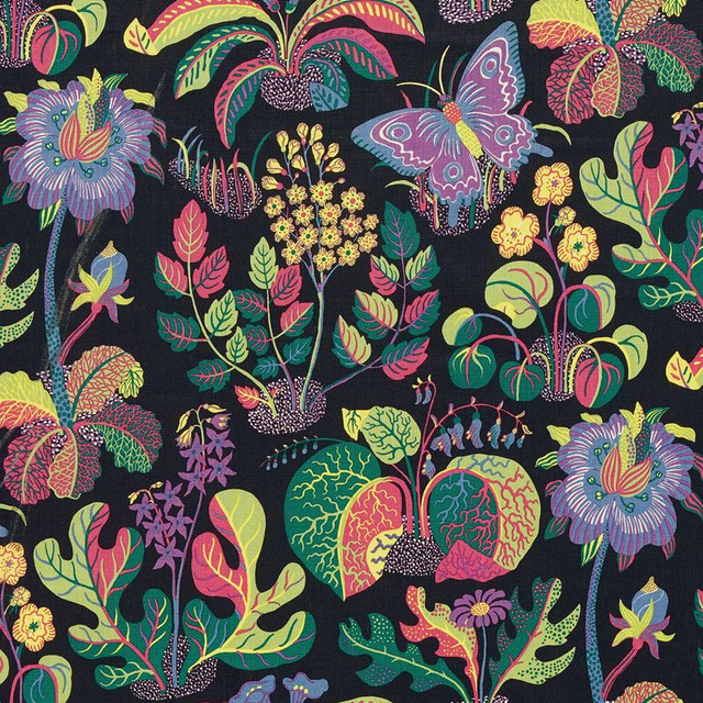 Exotic Butterfly Black 176182 by Schumacher Designer Fabric Good-Vibrations 100% Linen - Horizontal: 26.5 and Vertical: 31 54.5 - Swanky Fabrics - Exotic Butterfly Black 176182 by Schumacher Designer Fabric Good-Vibrations 100% Linen - Horizontal: 26.5 and Vertical: 31 54.5 - Swanky Fabrics -