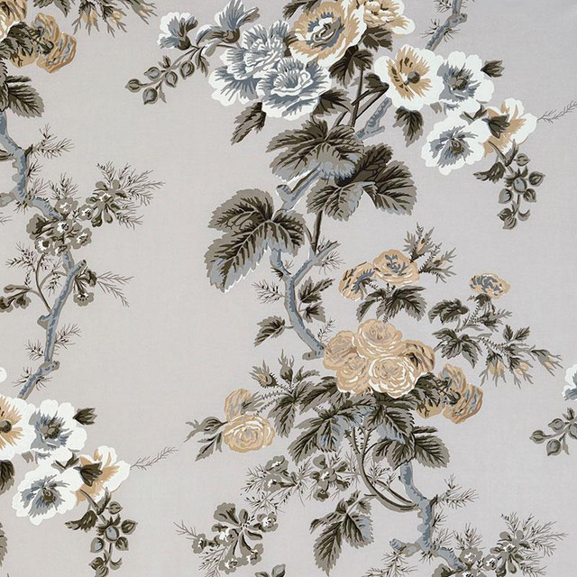 Pyne Hollyhock Grisaille 174453 by Schumacher Designer Fabric Schumacher Classics 26.5" - Swanky Fabrics - Pyne Hollyhock Grisaille 174453 by Schumacher Designer Fabric Schumacher Classics 26.5" - Swanky Fabrics -