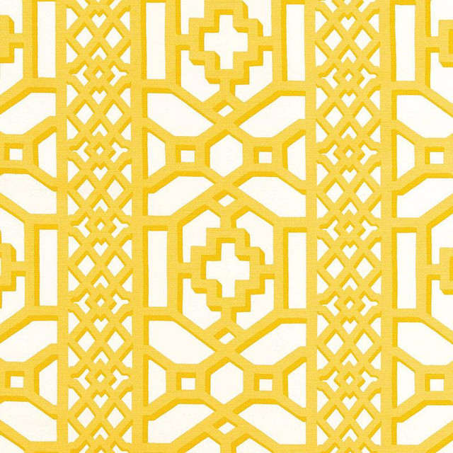 Zanzibar Trellis Chintz Canary 175730 by Schumacher Designer Fabric 125Th Anniversary 13.5" - Swanky Fabrics - Zanzibar Trellis Chintz Canary 175730 by Schumacher Designer Fabric 125Th Anniversary 13.5" - Swanky Fabrics -