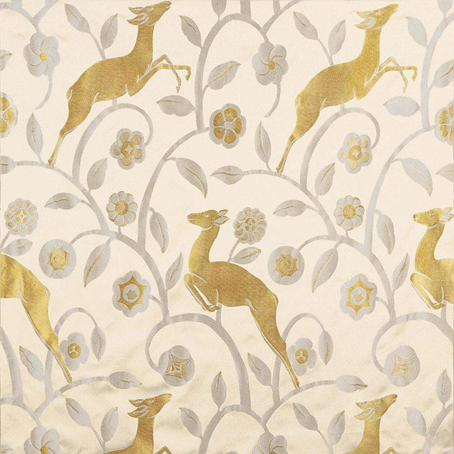 Les Gazelles Au Bois Ecru 68911 by Schumacher Designer Fabric 125Th Anniversary 25.62" - Swanky Fabrics -