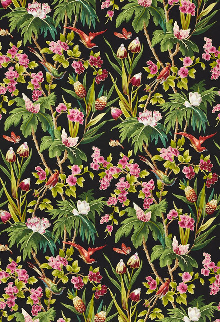 Seychelles Noir 175700 by Schumacher Designer Fabric Classic-Prints 100% Cotton - Horizontal: 27 and Vertical: 52.5 54 - Swanky Fabrics -