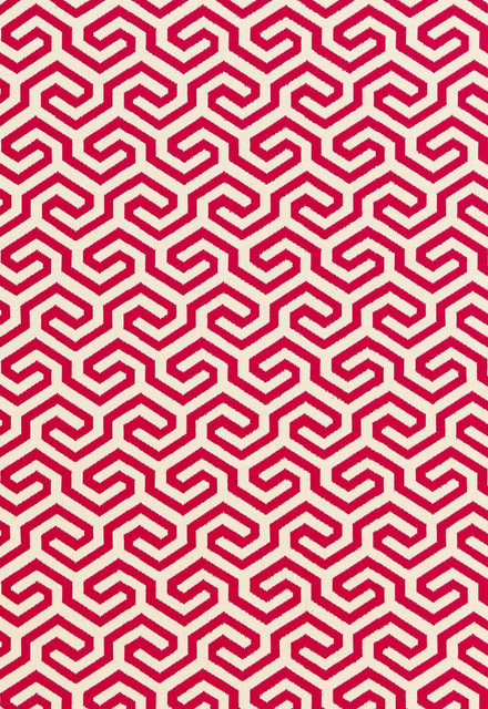 Ming Fret Cerise 66880 by Schumacher Designer Fabric Chroma 75% Cotton, 25% Linen Martindale 18,000 Horizontal: 4.125 and Vertical: 5.5 50 - Swanky Fabrics -