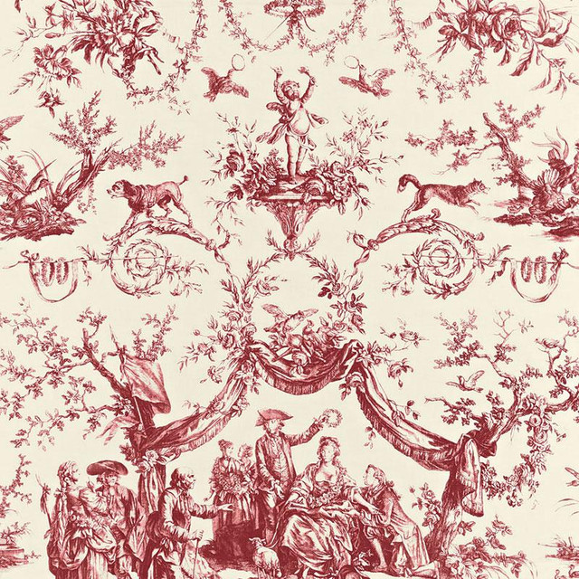 Le Couronnement De La Rosiere Rouge 175270 by Schumacher Designer Fabric Classic Prints 33.0" - Swanky Fabrics -