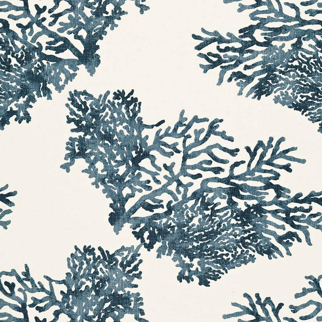 Great Barrier Reef Indigo 175361 by Schumacher Designer Fabric Nautilus 27.0" - Swanky Fabrics -