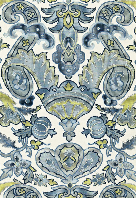 Mataura Linen Print Aegean 175080 by Schumacher Designer Fabric Classic-Prints 100% Linen - Horizontal: 26.75 and Vertical: 35.875 53.5 - Swanky Fabrics -