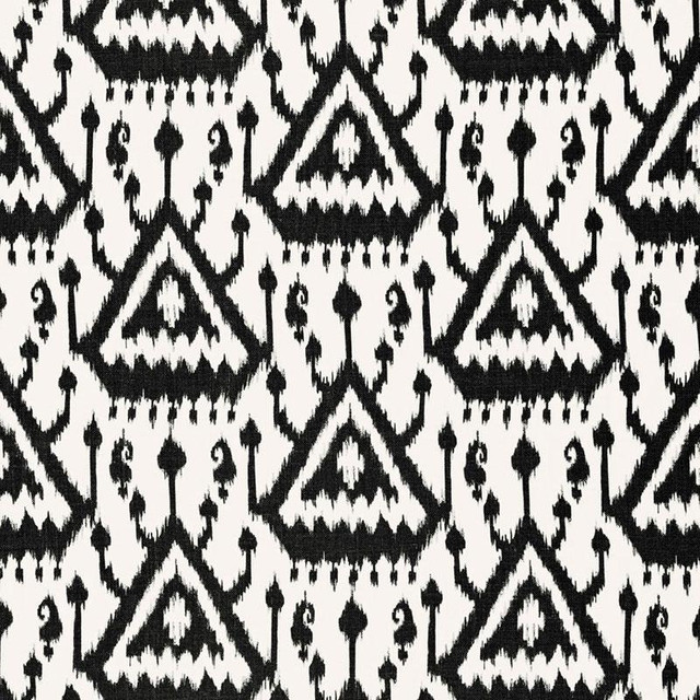 Vientiane Ikat Ebony 175021 by Schumacher Designer Fabric Print Happy 6.75" - Swanky Fabrics -