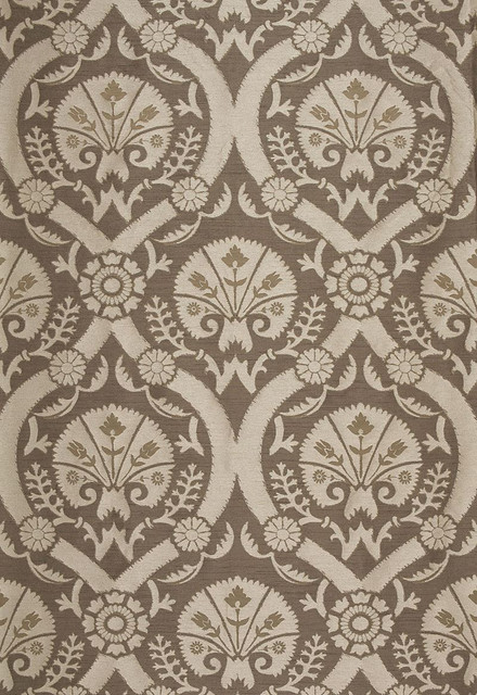 Taza Damask Chanterelle 65772 by Schumacher Designer Fabric Chroma 100% Polyester Wyzenbeek 15,000 Horizontal: 7 and Vertical: 19 55.25 - Swanky Fabrics -