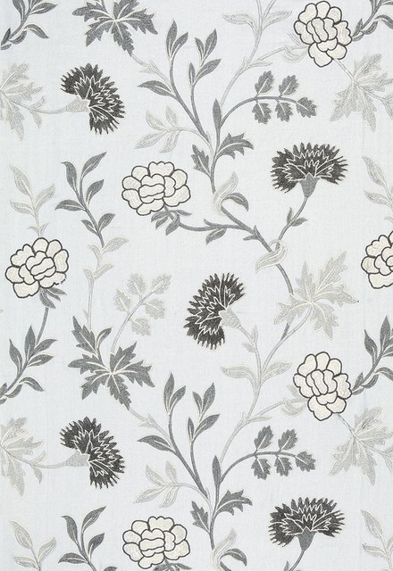 Sheridan Linen Embroidery Grisaille 65663 by Schumacher Designer Fabric Chroma 66% Linen, 34% Viscose Martindale 8,000 Horizontal: 25 and Vertical: 25 50.25 - Swanky Fabrics -