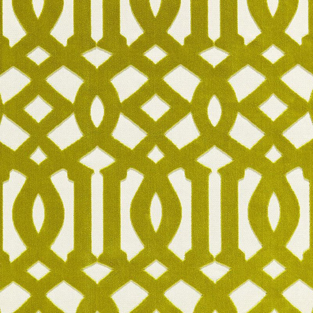 Imperial Trellis Velvet Chartreuse 65591 by Schumacher Designer Fabric Chroma 5.62" - Swanky Fabrics -