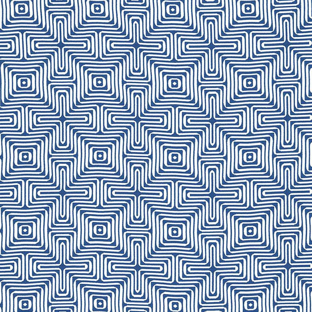Amazing Maze Indoor/Outdoor Ocean 65320 by Schumacher Designer Fabric Trina Turk 6.38" - Swanky Fabrics -