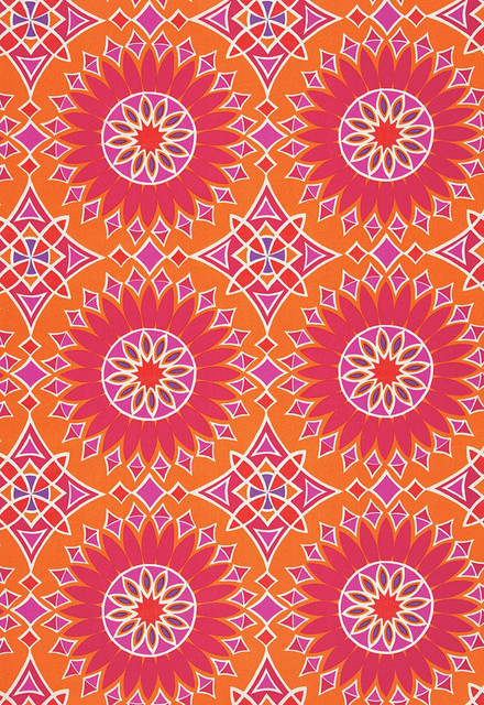 Soleil L.A. Print Sunset 174732 by Schumacher Designer Fabric Trina-Turk 100% Acrylic - Horizontal: 13.5 and Vertical: 13.5 54 - Swanky Fabrics -