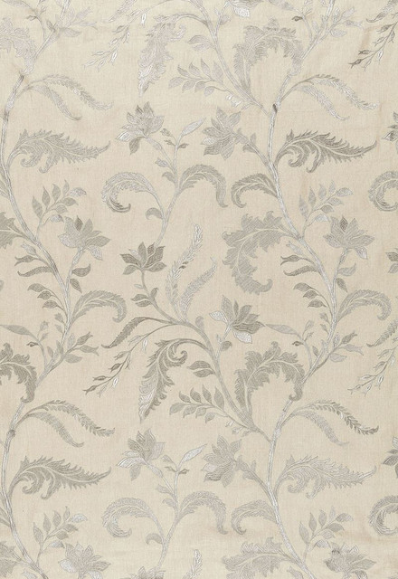 Monceau Linen Embroidery Zinc 65130 by Schumacher Designer Fabric Au-Naturel 90% Linen, 10% Viscose Wyzenbeek 3,000 Horizontal: 25 and Vertical: 30 50 - Swanky Fabrics -