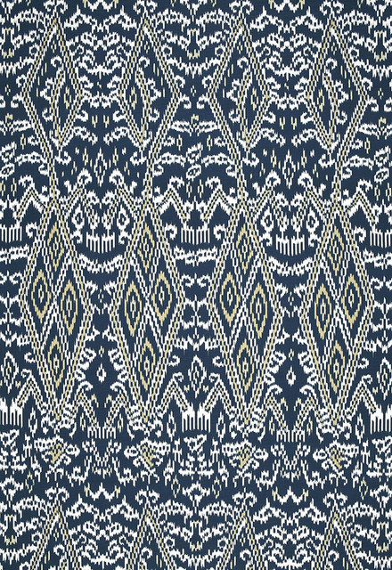 Maya Ikat Print Indigo 174752 by Schumacher Designer Fabric Au-Naturel 100% Cotton - Horizontal: 13.25 and Vertical: 34.75 53 - Swanky Fabrics -