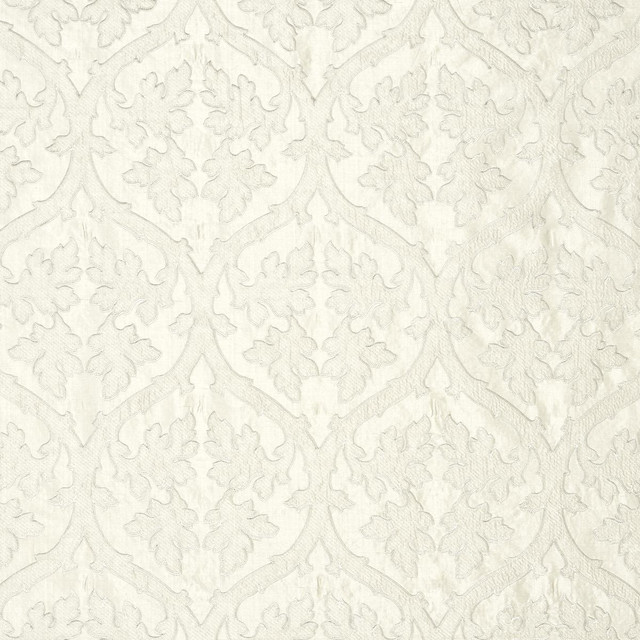 Ravenna Embroidery Silver 64743 by Schumacher Designer Fabric Chroma 10.0" - Swanky Fabrics -