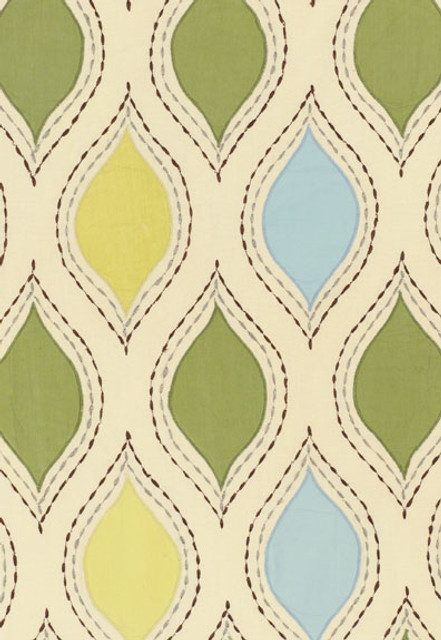 Let's Dance Chartreuse & Sky 54780 by Schumacher Designer Fabric - 87% Cotton, 13% Rayon - Horizontal: 10.5 and Vertical: 9.5 52 - Swanky Fabrics -