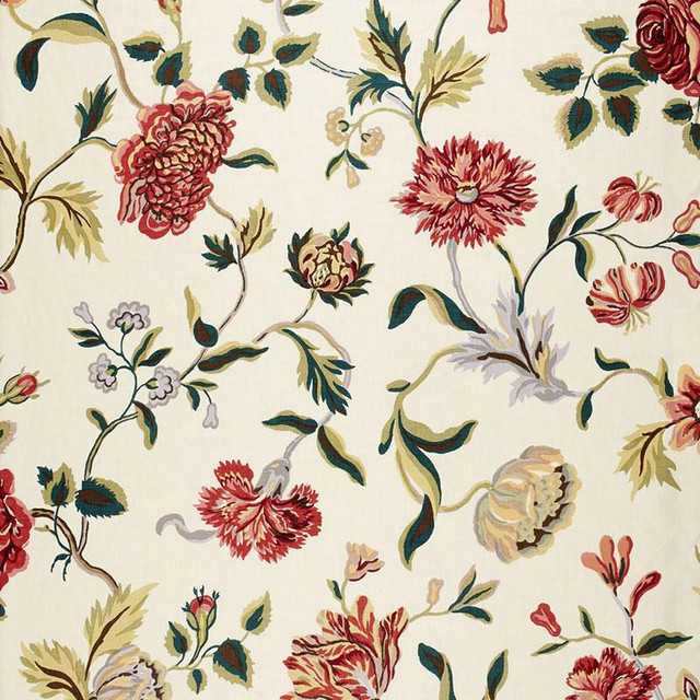Avebury Floral Vine Document Rose 174520 by Schumacher Designer Fabric Good Vibrations 52.5" - Swanky Fabrics -