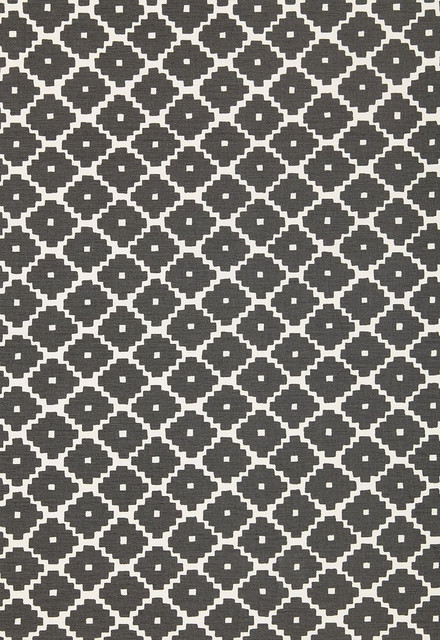 Ziggurat Charcoal 174480 by Schumacher Designer Fabric Tessera 100% Cotton - Horizontal: 4.5 and Vertical: 6.75 54 - Swanky Fabrics -