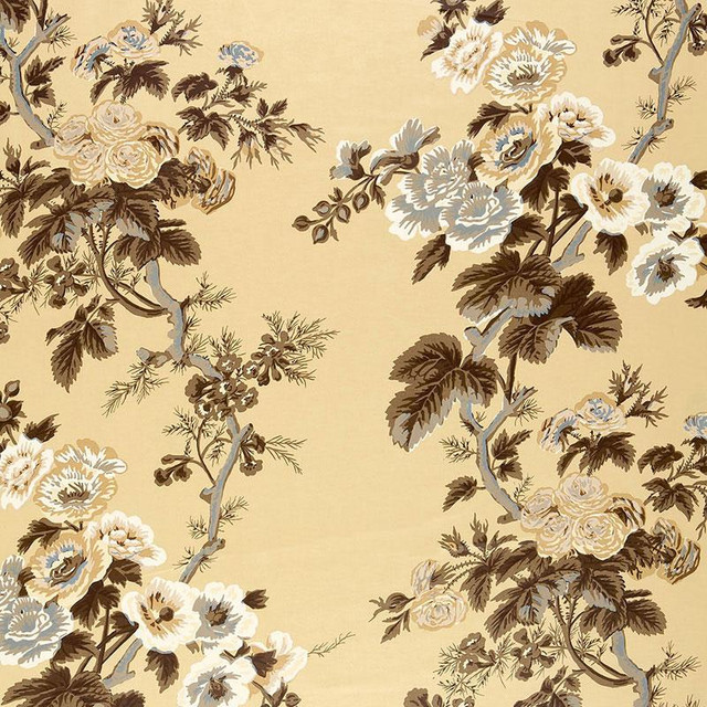Pyne Hollyhock Tobacco 174451 by Schumacher Designer Fabric Schumacher Classics 26.5" - Swanky Fabrics -