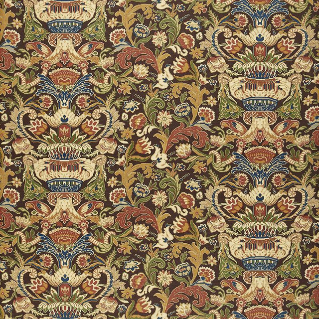 Egerton Tapestry Print Umber 173620 by Schumacher Designer Fabric Classic Prints 28.75" - Swanky Fabrics -