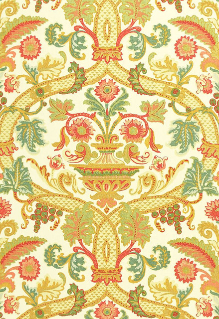 Fontenay Vase Ivory 173320 by Schumacher Designer Fabric Classic-Prints 100% Linen - Horizontal: 27 and Vertical: 28.5 54 - Swanky Fabrics -