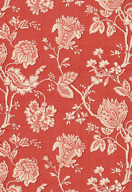 Soleil Indienne Coral 173030 by Schumacher Designer Fabric Plein-Air 100% Acrylic - Horizontal: 27 and Vertical: 27 54 - Swanky Fabrics -