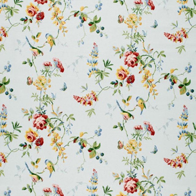 Chickadee Floral Sky 1235014 by Schumacher Designer Fabric Classic Prints 13.5" - Swanky Fabrics - Chickadee Floral Sky 1235014 by Schumacher Designer Fabric Classic Prints 13.5" - Swanky Fabrics -